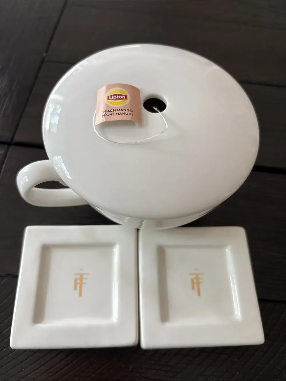 Tea Forte Cafe Tea Cup White Porcelain Teabag Lid Teabag Coffee Teabag 2 Dishes